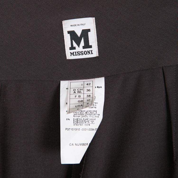 Pre Owned M Missoni Brown Drape Detail High Waist Pants M