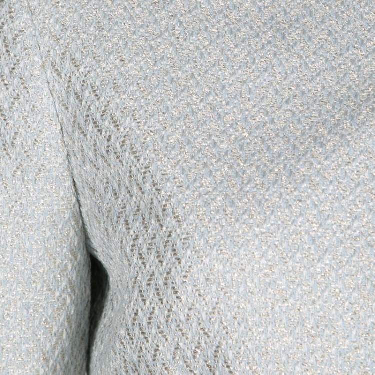 Pre Owned M Missoni Metallic Powder Blue Textured Cropped Jacket M
