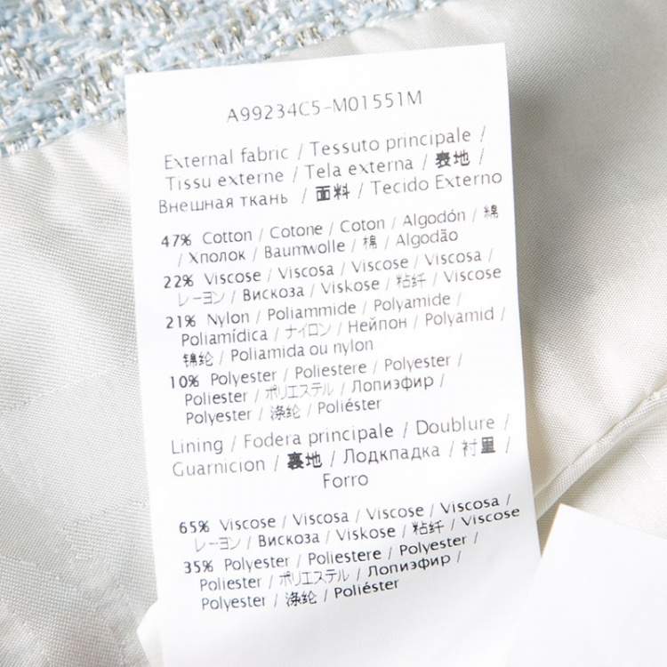 Pre Owned M Missoni Metallic Powder Blue Textured Cropped Jacket M