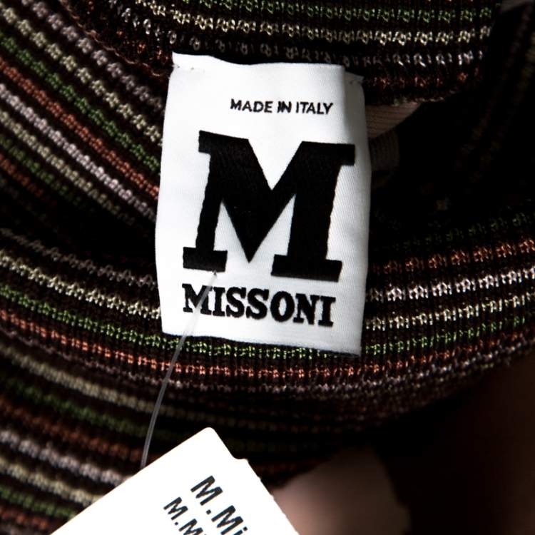 Pre Owned M Missoni Multicolor Knit Ribbed Bodice Detail Strapless Dress L