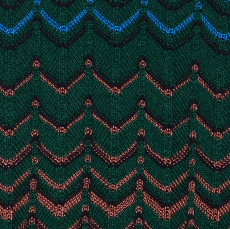 مملوكة مسبقًا M Missoni Multicolor Ombre Pattern Knit V Neck Dress M 
