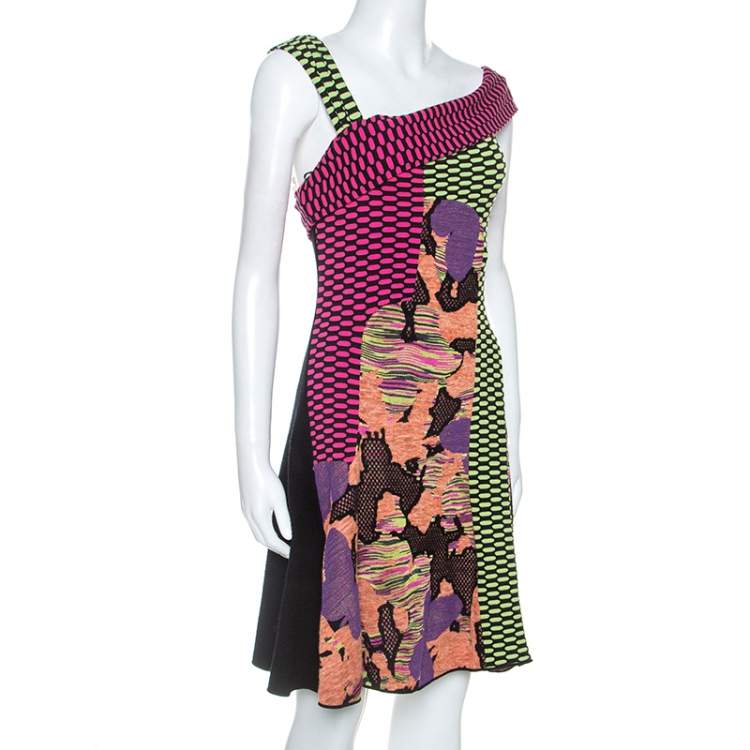Pre Owned M Missoni Multicolor Stretch Knit Paneled Dress M