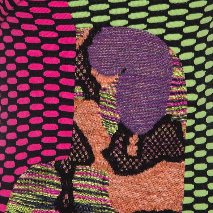 Pre Owned M Missoni Multicolor Stretch Knit Paneled Dress M