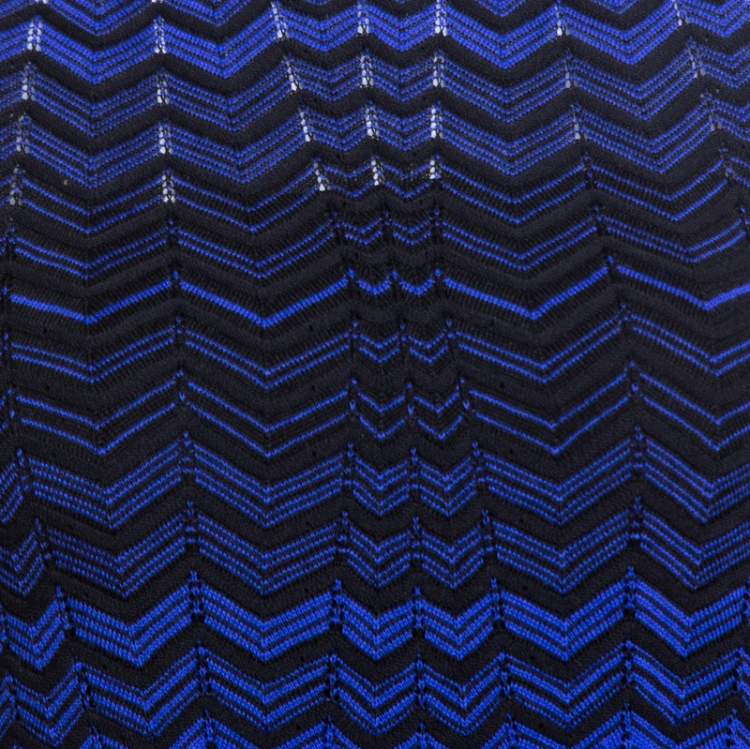 Pre Owned M Missoni Bicolor Chevron Patterned Knit Cold Shoulder Top M