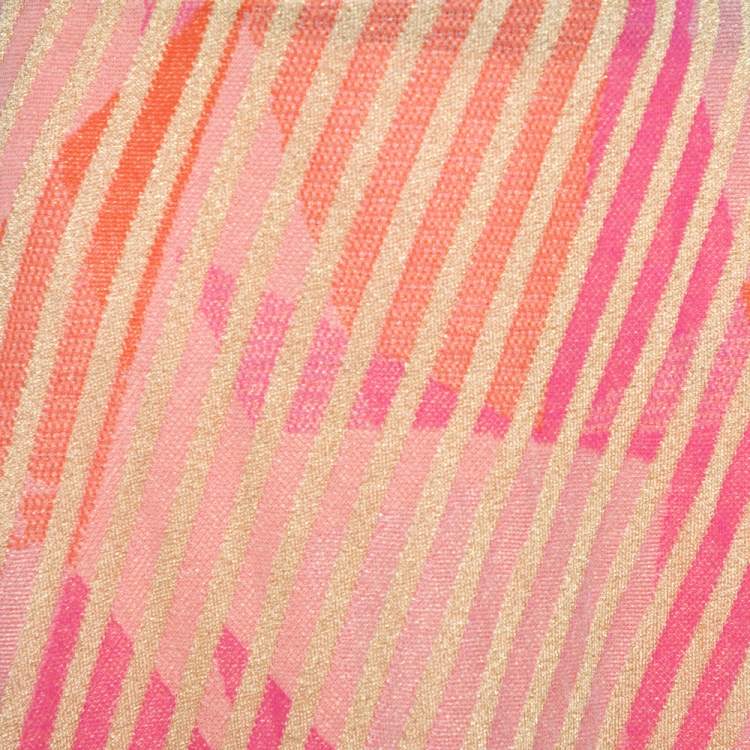 Pre Owned M Missoni Pink & Orange Metallic Knit A-Line Skirt M