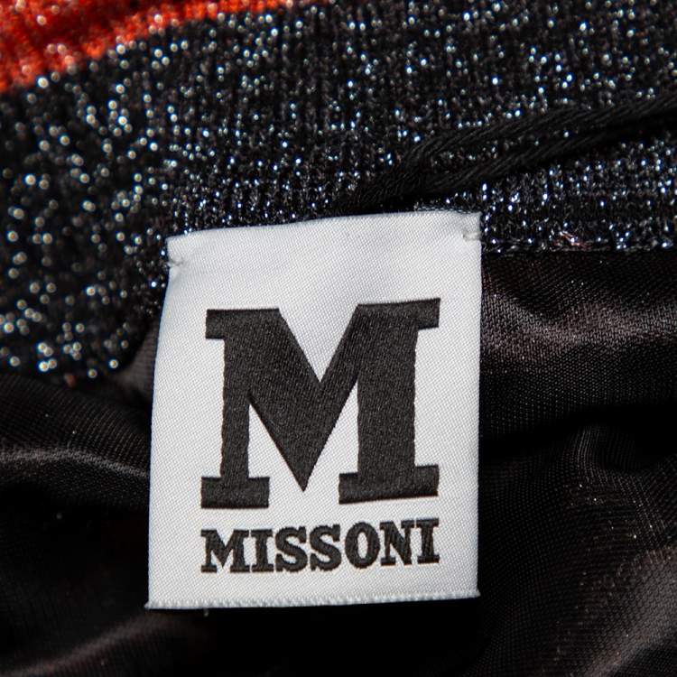 Pre Owned M Missoni Multicolor Geometric Pattern Lurex Knit Maxi Skirt L