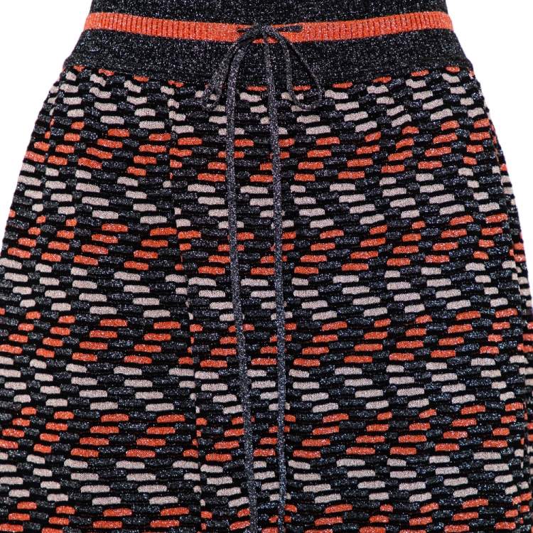 Pre Owned M Missoni Multicolor Geometric Pattern Lurex Knit Maxi Skirt L