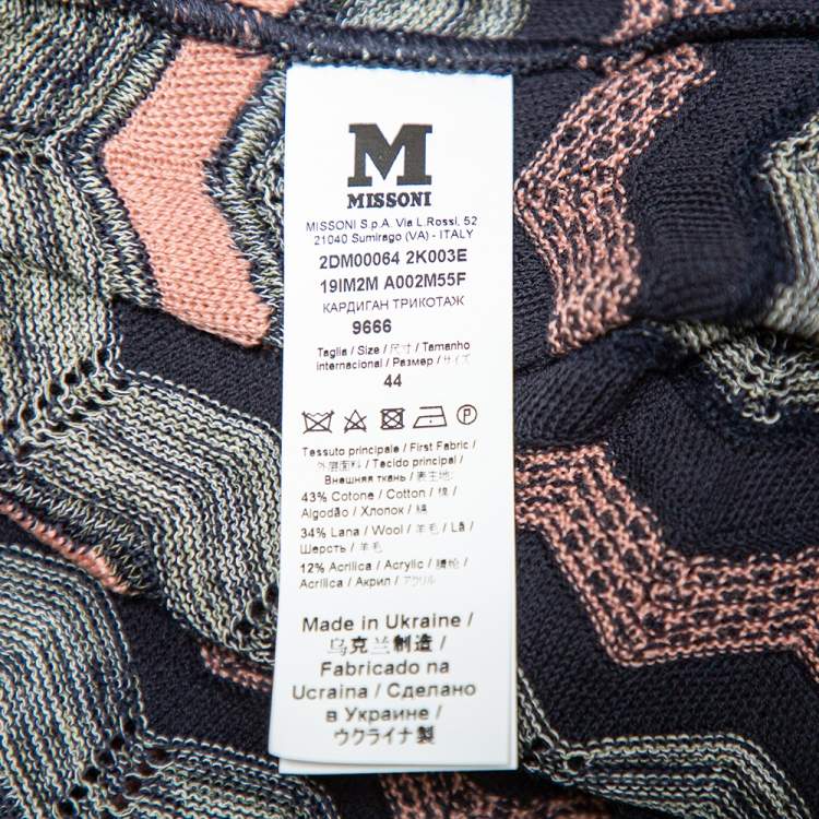Pre Owned M Missoni Multicolor Chevron Patterned Knit Open Front Cardigan M
