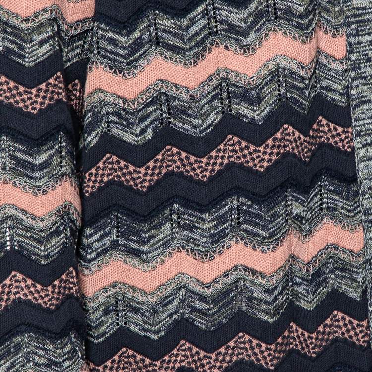Pre Owned M Missoni Multicolor Chevron Patterned Knit Open Front Cardigan M