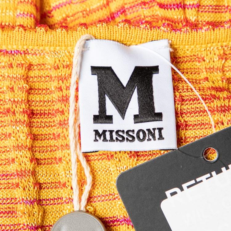 مملوكة مسبقًا M Missoni Yellow & Orange Knit Knee Length Dress L