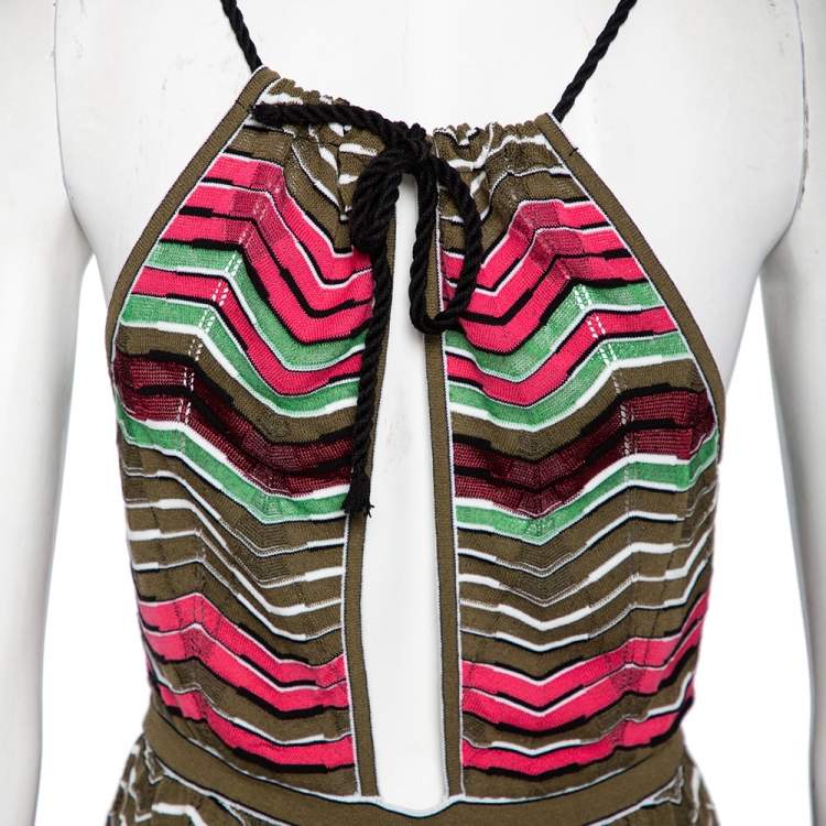 Pre Owned M Missoni Multicolored Knit Back Tie Detail Jumpsuit S 