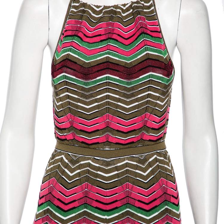 Pre Owned M Missoni Multicolored Knit Back Tie Detail Jumpsuit S 