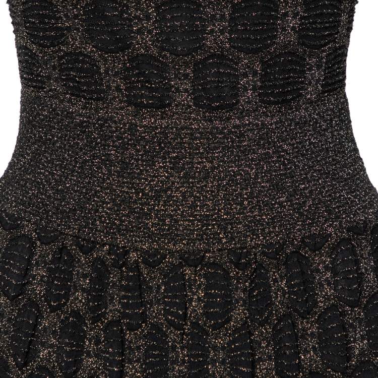 Pre Owned M Missoni Black Lurex Patterned Knit Sleeveless Maxi Dress M