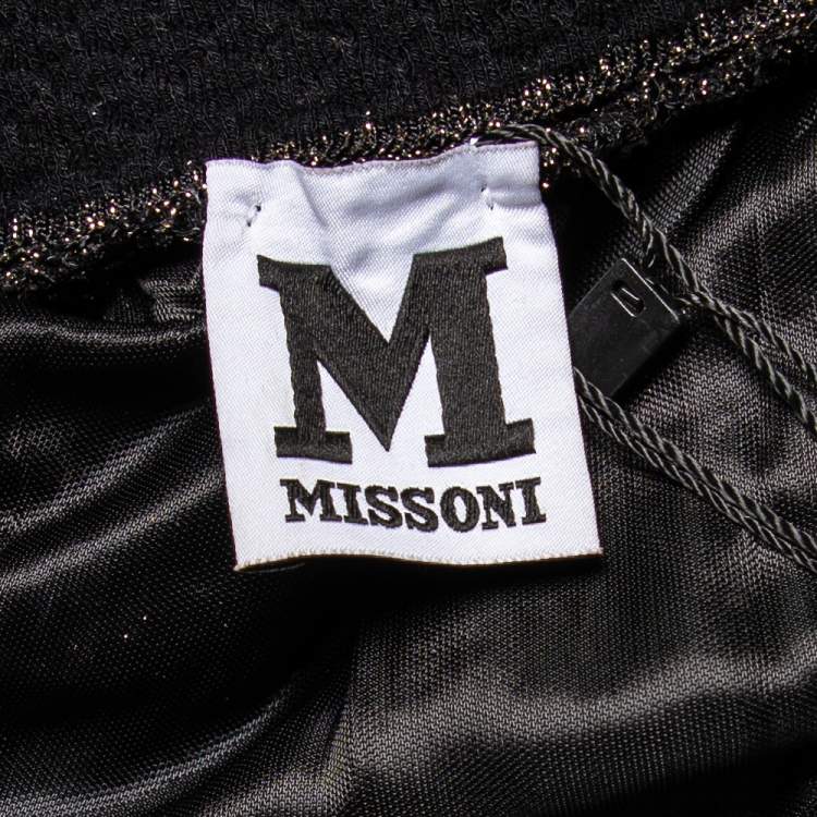 Pre Owned M Missoni Black Lurex Patterned Knit Sleeveless Maxi Dress M