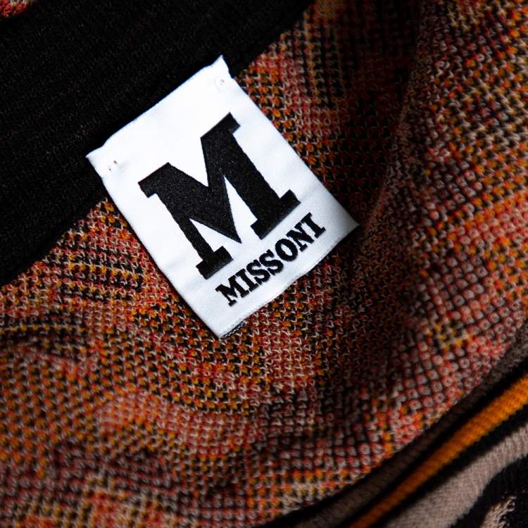 Pre Owned M Missoni Multicolored Floral Pattern Knit Flared Midi Dress L 