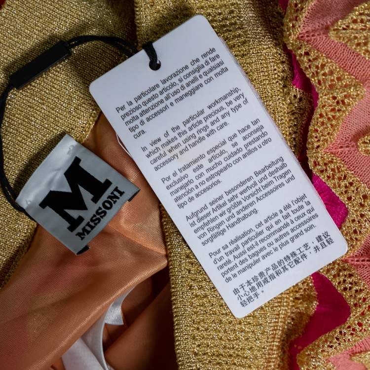 Pre Owned M Missoni Multicolor Lurex Knit Chevron Pattern Elasticized Waist Pants M