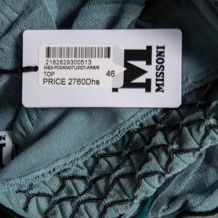 مملوكة مسبقًا M Missoni Blue Patterned Knit Sleeveless Top L