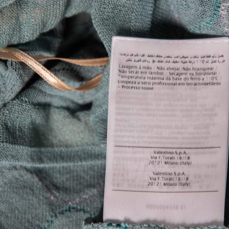 مملوكة مسبقًا M Missoni Blue Patterned Knit Sleeveless Top L