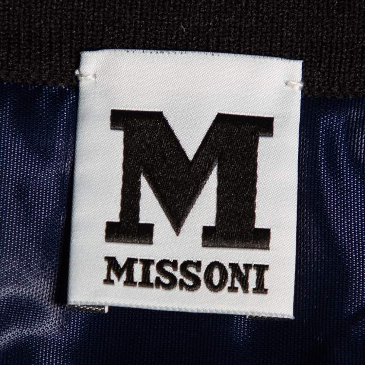 Pre Owned M Missoni Navy Blue Panel Patterned Knit Sleeveless Dress L