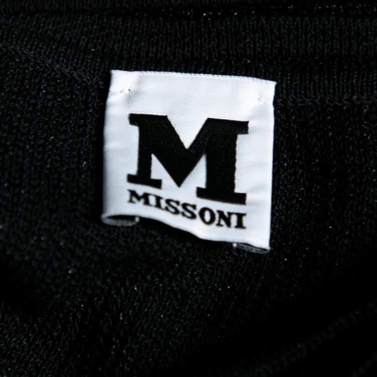 Pre Owned M Missoni Black Floral Knit Long Sleeve Top M