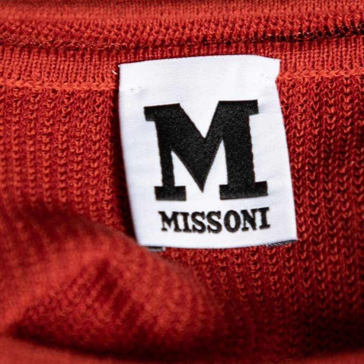مملوكة مسبقًا M Missoni Orange Floral Knit Long Sleeve Top M