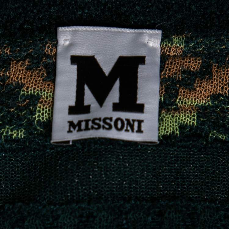 مملوكة مسبقًا M Missoni Multicolor Patterned Knit Belted Long Cardigan S