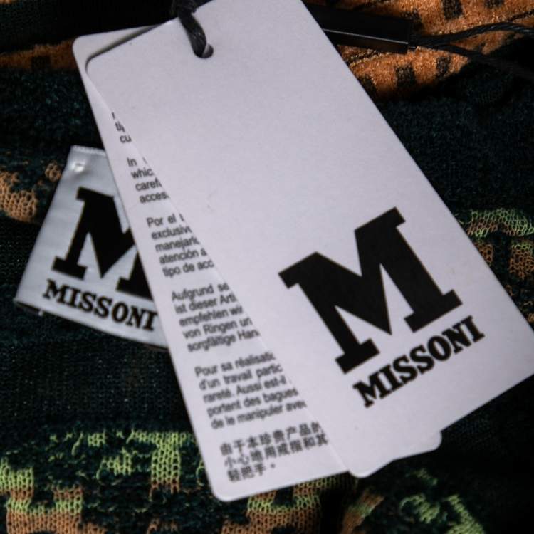 مملوكة مسبقًا M Missoni Multicolor Patterned Knit Belted Long Cardigan S