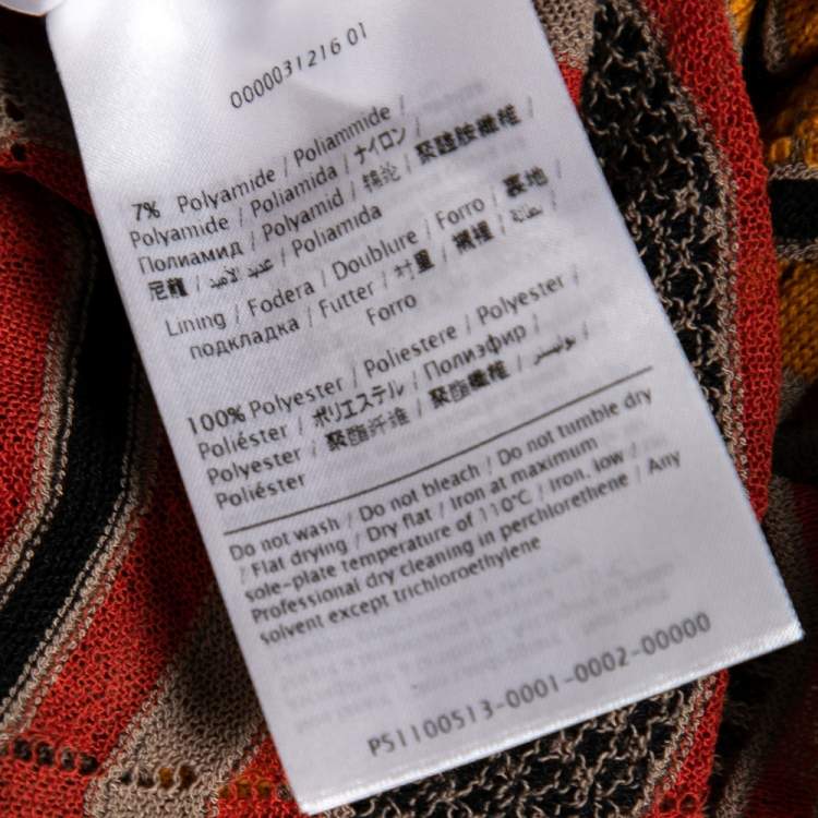 Pre Owned M Missoni Multicolor Wave Perforated Pattern Knit Ruffle Detailed Midi Dress S