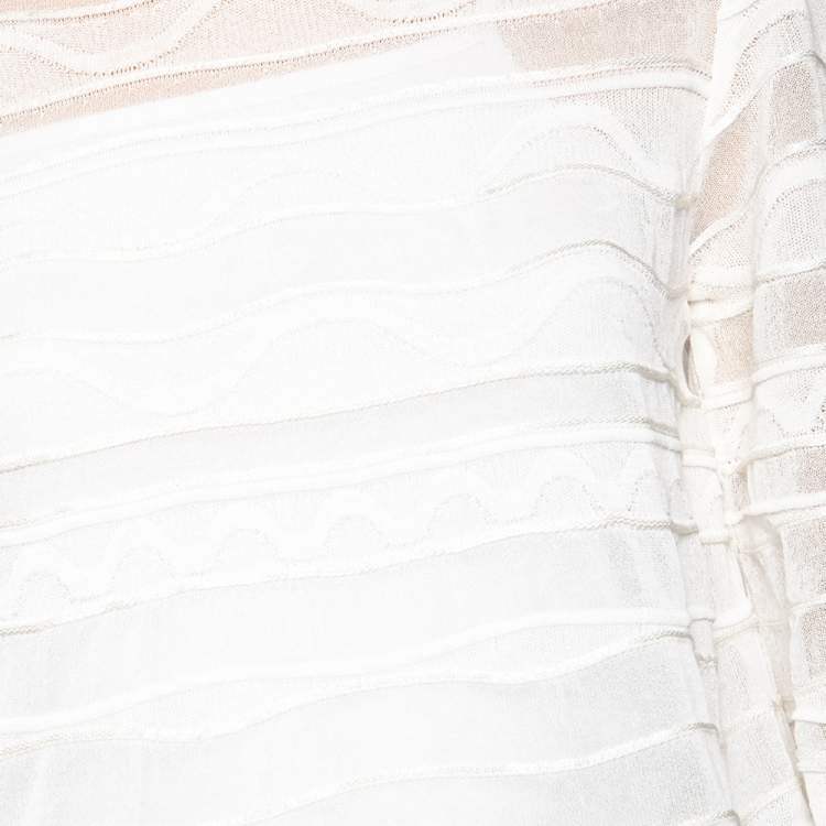Pre Owned M Missoni White Knit Wave Textured Top M