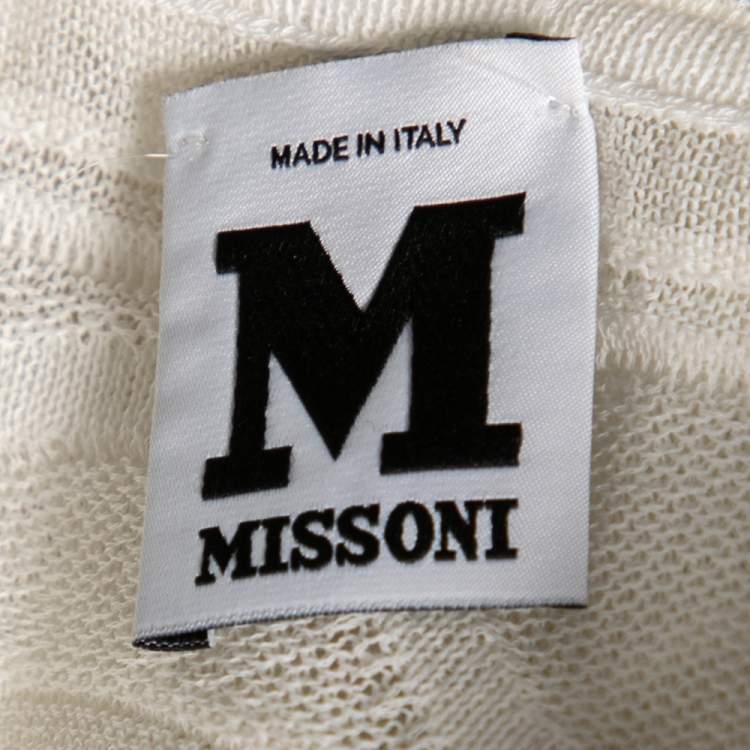 Pre Owned M Missoni White Knit Wave Textured Top M