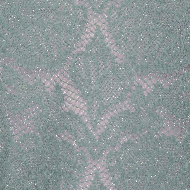 Pre Owned M Missoni Blue Patterned Lurex Knit V-Neck Top M