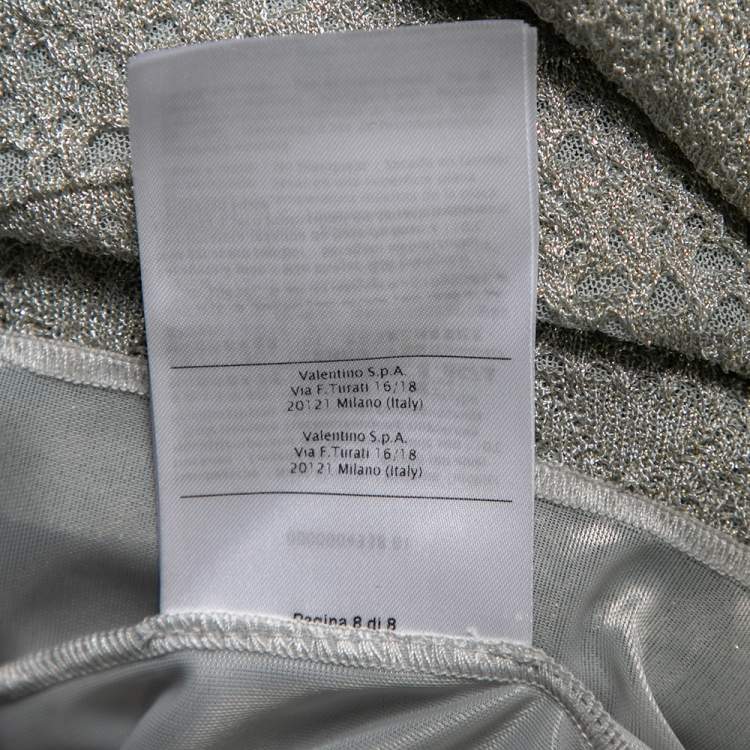 Pre Owned M Missoni Grey Lurex Knit Cross Back Detailed Maxi Dress M