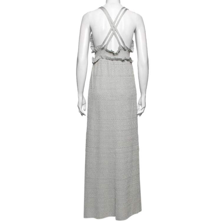 Pre Owned M Missoni Grey Lurex Knit Cross Back Detailed Maxi Dress M