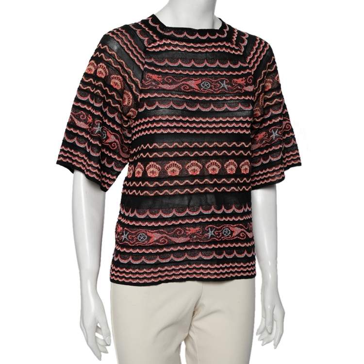 Pre Owned M Missoni Multicolored Wave Patterned Lurex Knit Top S