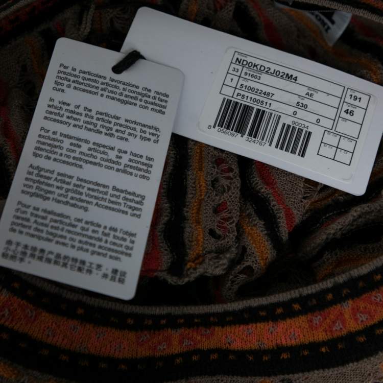Pre Owned M Missoni Multicolored Patterned Knit Long Sleeve Midi Dress L
