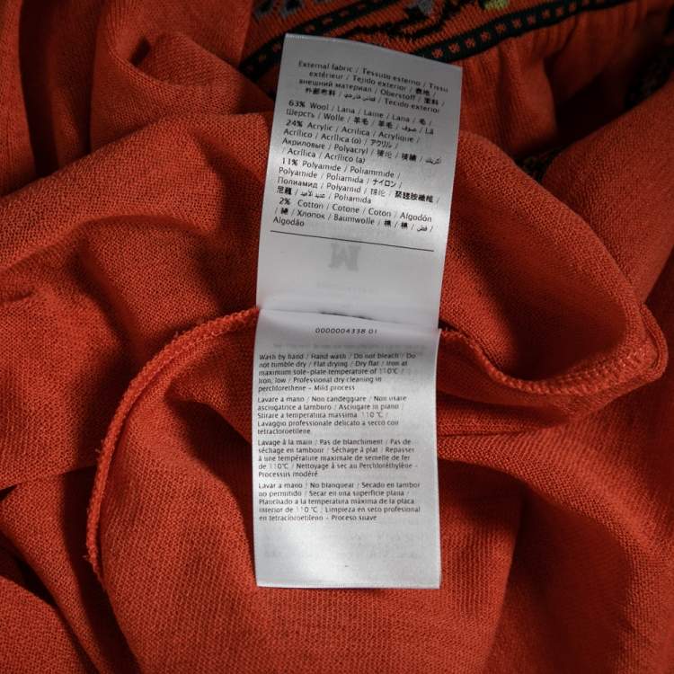 مملوكة مسبقًا M Missoni Orange Knit Patterned Long Sleeve Top M