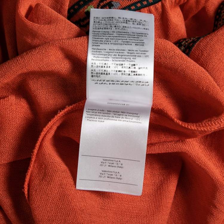 مملوكة مسبقًا M Missoni Orange Knit Patterned Long Sleeve Top M