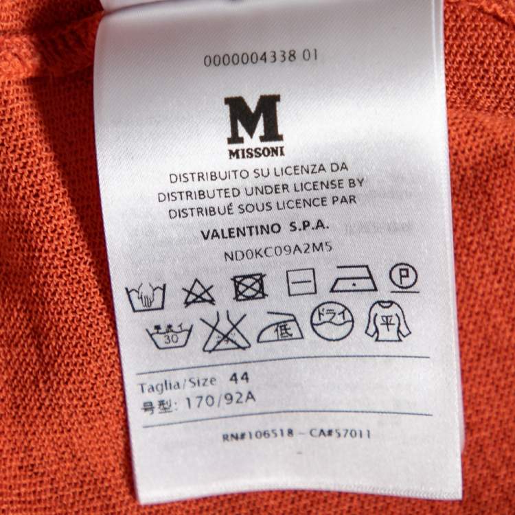 مملوكة مسبقًا M Missoni Orange Knit Patterned Long Sleeve Top M