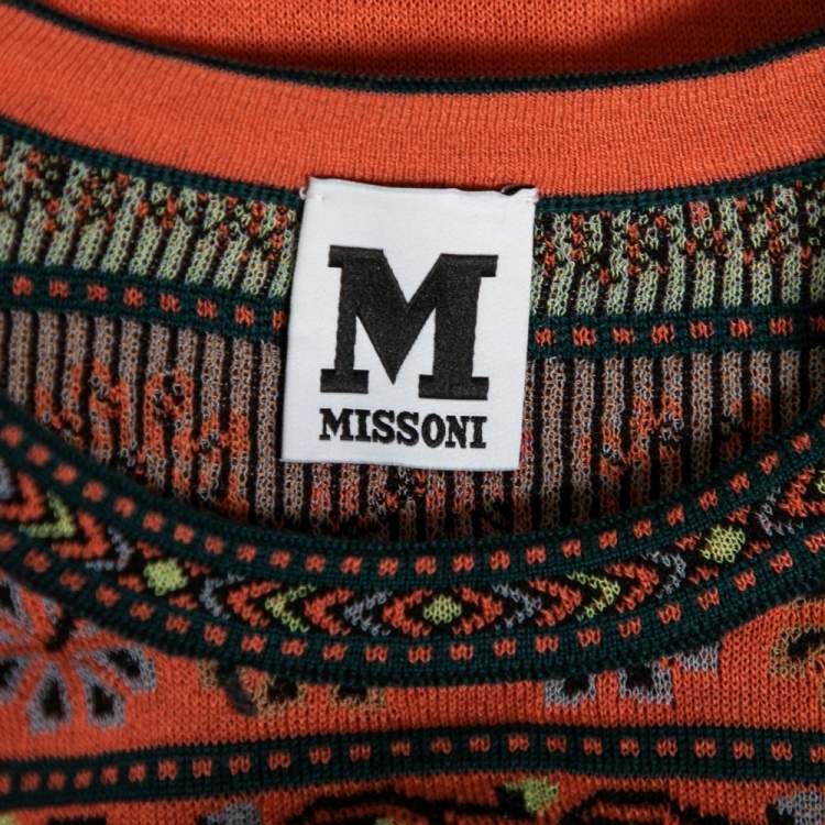 مملوكة مسبقًا M Missoni Orange Knit Patterned Long Sleeve Top M