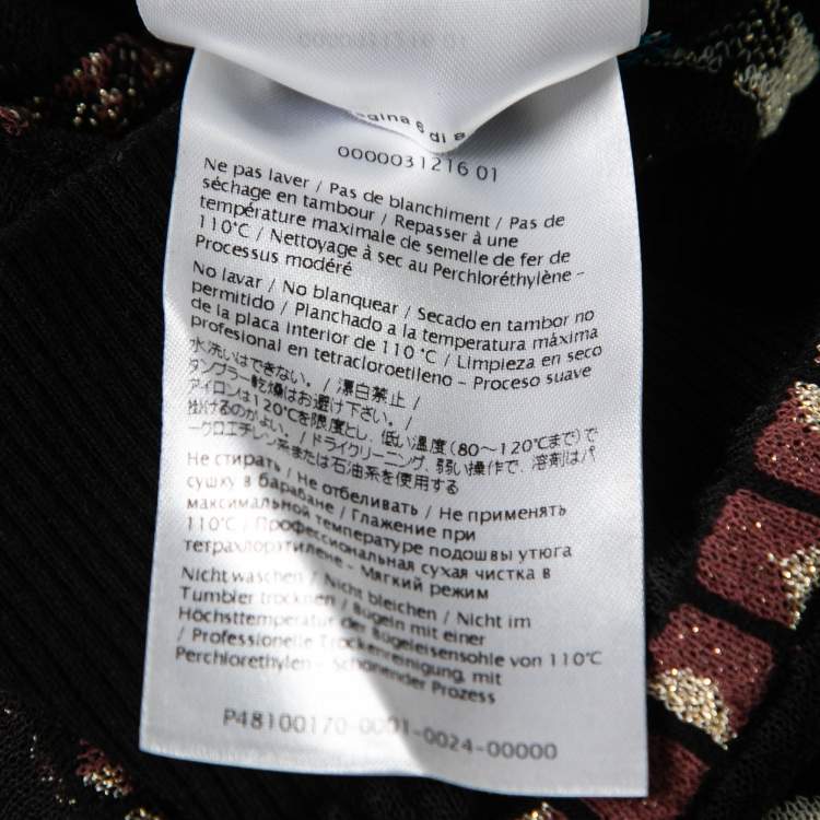 Pre Owned M Missoni Black Patterned Lurex Knit Collared Cardigan Top S
