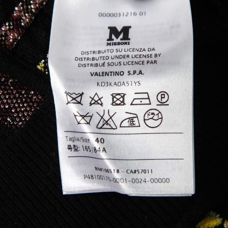Pre Owned M Missoni Black Patterned Lurex Knit Collared Cardigan Top S