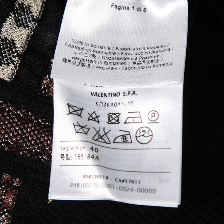 Pre Owned M Missoni Black Patterned Lurex Knit Collared Cardigan Top S