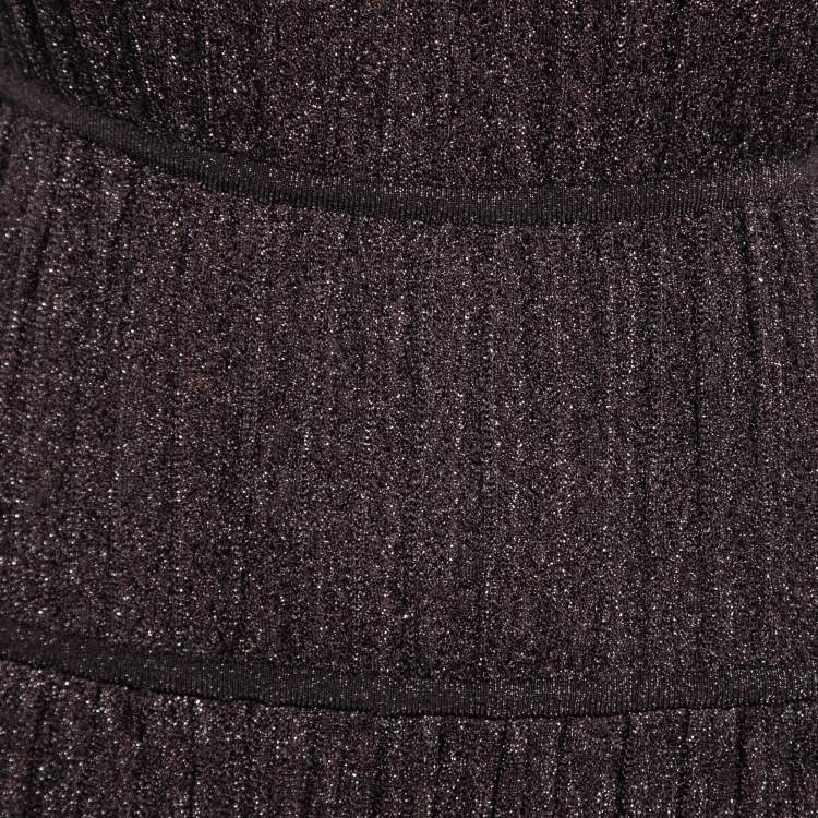Pre Owned M Missoni Purple Plum Lurex Knit Pleated Maxi Dress M
