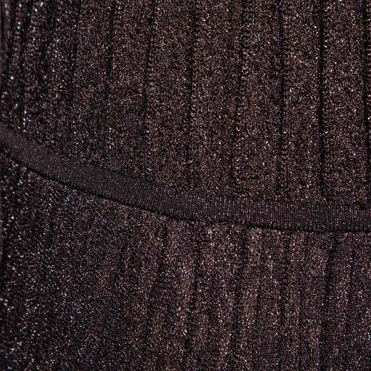 Pre Owned M Missoni Purple Plum Lurex Knit Pleated Maxi Dress M