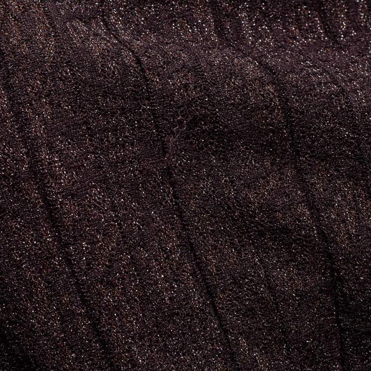 Pre Owned M Missoni Purple Plum Lurex Knit Pleated Maxi Dress M