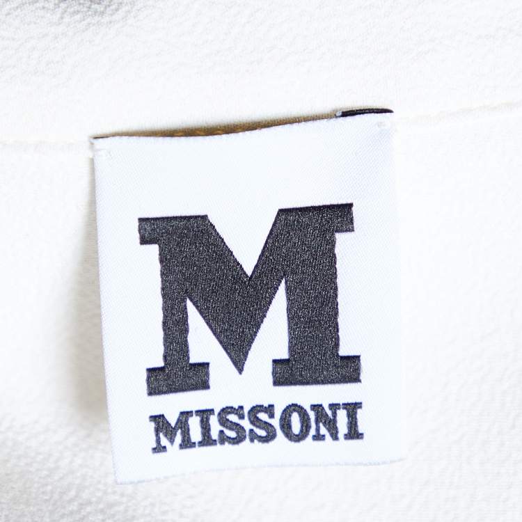 Pre Owned M Missoni Two Tone Silk & Velvet Half Button Shirt M