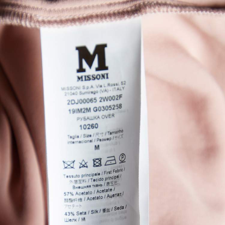 Pre Owned M Missoni Two Tone Silk & Velvet Half Button Shirt M