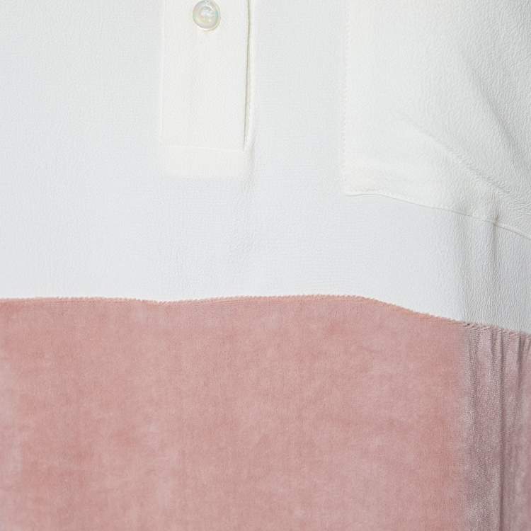 Pre Owned M Missoni Two Tone Silk & Velvet Half Button Shirt M