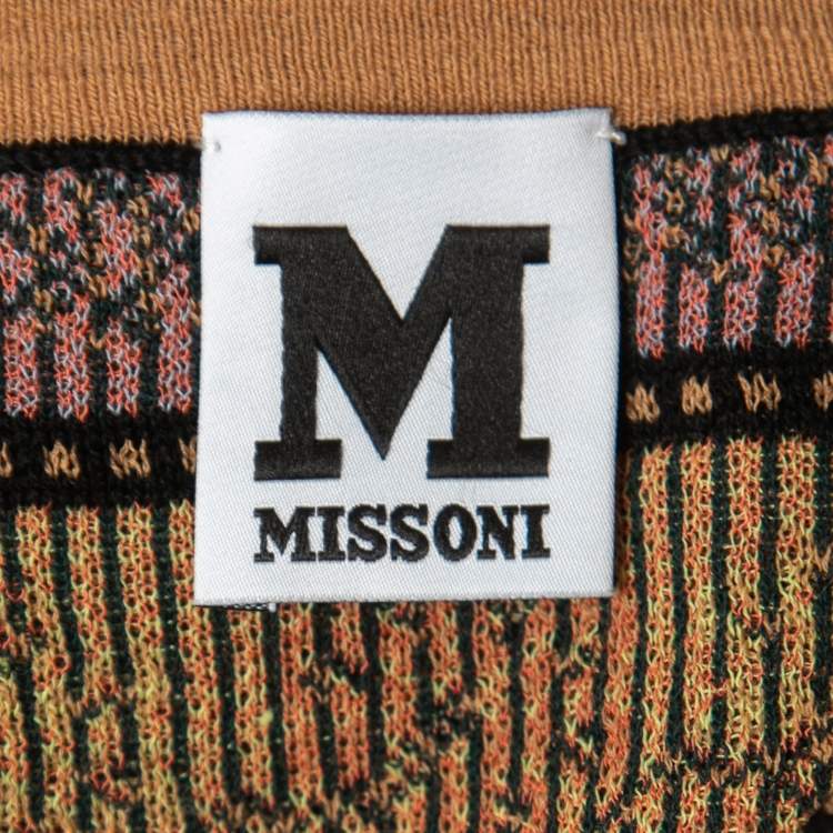 Pre Owned M Missoni Light Brown Knit Patterned Long Sleeve Top L