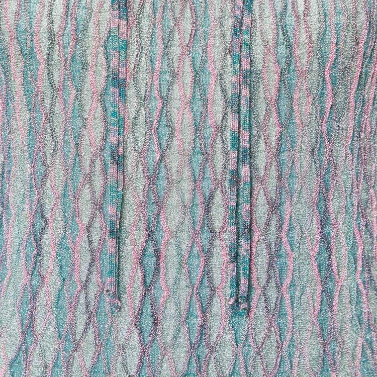 Pre Owned M Missoni Green Lurex Patterned Knit Top S